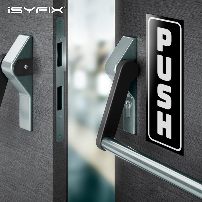 iSYFIX Push Pull Stickers Sign - 2 Pack 2.8x7 inch - Vertical Decal Self-Adhesive, Black/White Vinyl Sticker for Doors in Business, Stores, Cafes, Shops & More. Indoor and Outdoor use. - Image 3